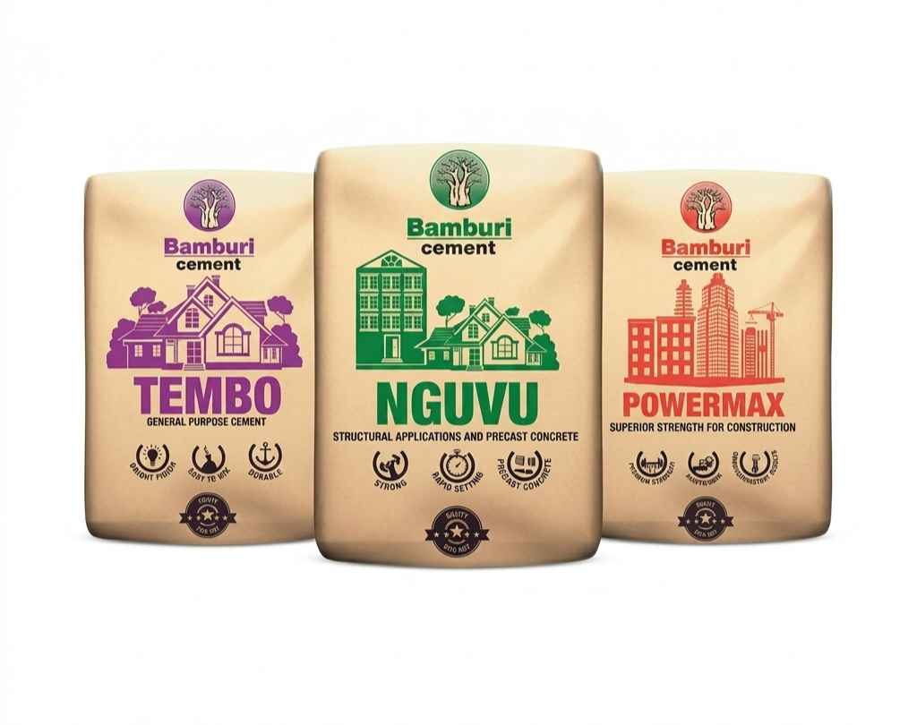 Cement bags stacked at a construction site in Nairobi
